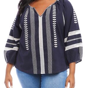 Karen Kane Plus Embroidered Peasant top Size 0X
